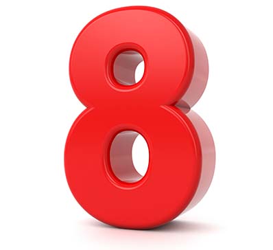 The number 8 is shown to illustrate the eight ways volunteering is healthy for a person
