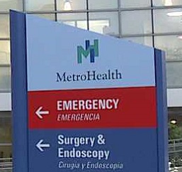 MetroHealth Emergency Room sign outside of building