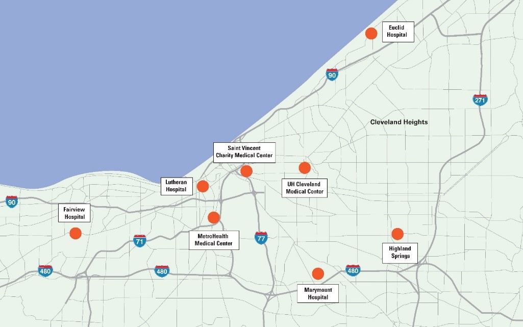 NE Ohio Map of Locations
