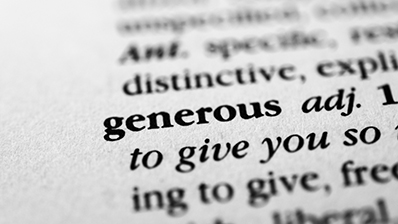 The word generous in print