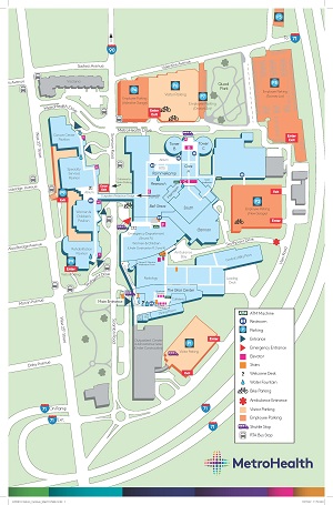 Map of MetroHealth Campus updated Oct 2022