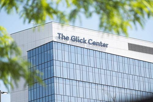Exterior photo of new Glick Center