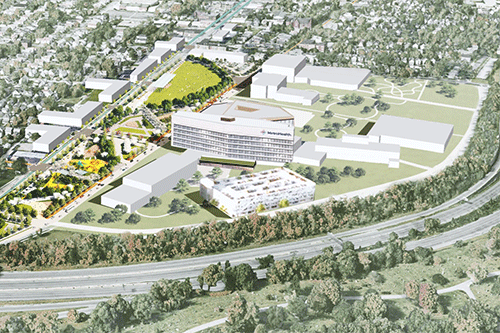 Aeriel rendering of the future MetroHealth campus