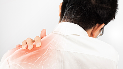 Depiction of internal shoulder pain on man