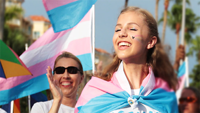 Transgender teen at a pride parade