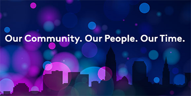 our community. our people. our time. in white text on purple background