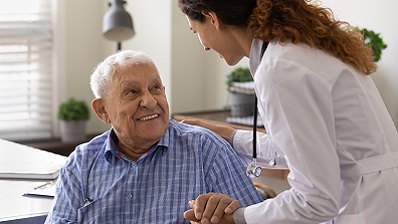 rehabilitation physician working with a patient