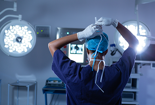 Doctor preparing for elective surgery