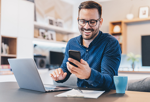 Man looking at MyChart on his phone