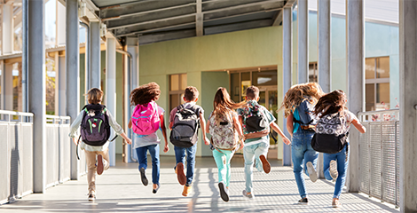 children running at school