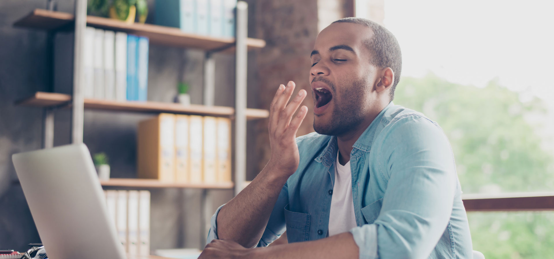 Man yawning