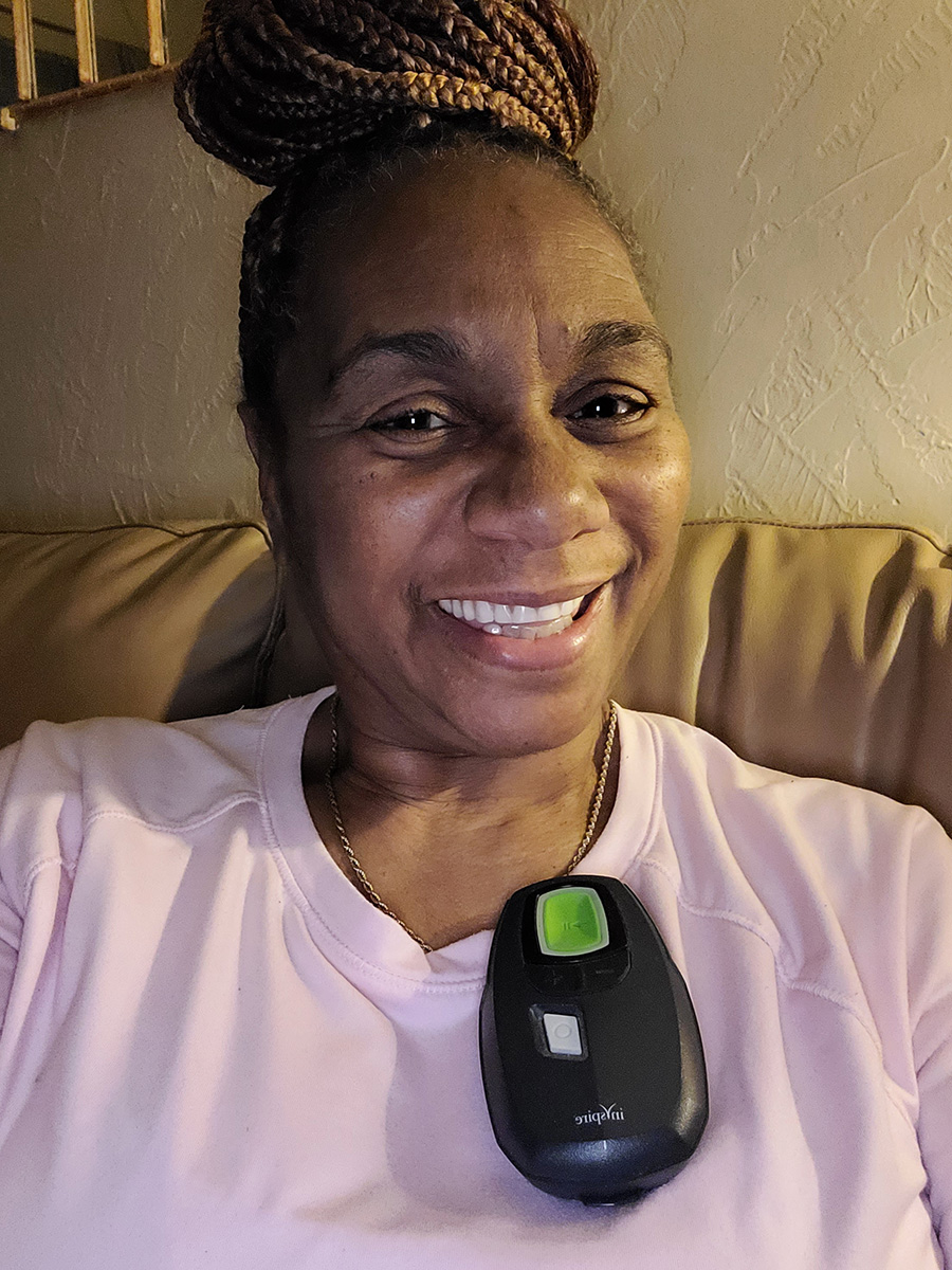 Denise with inspire remote