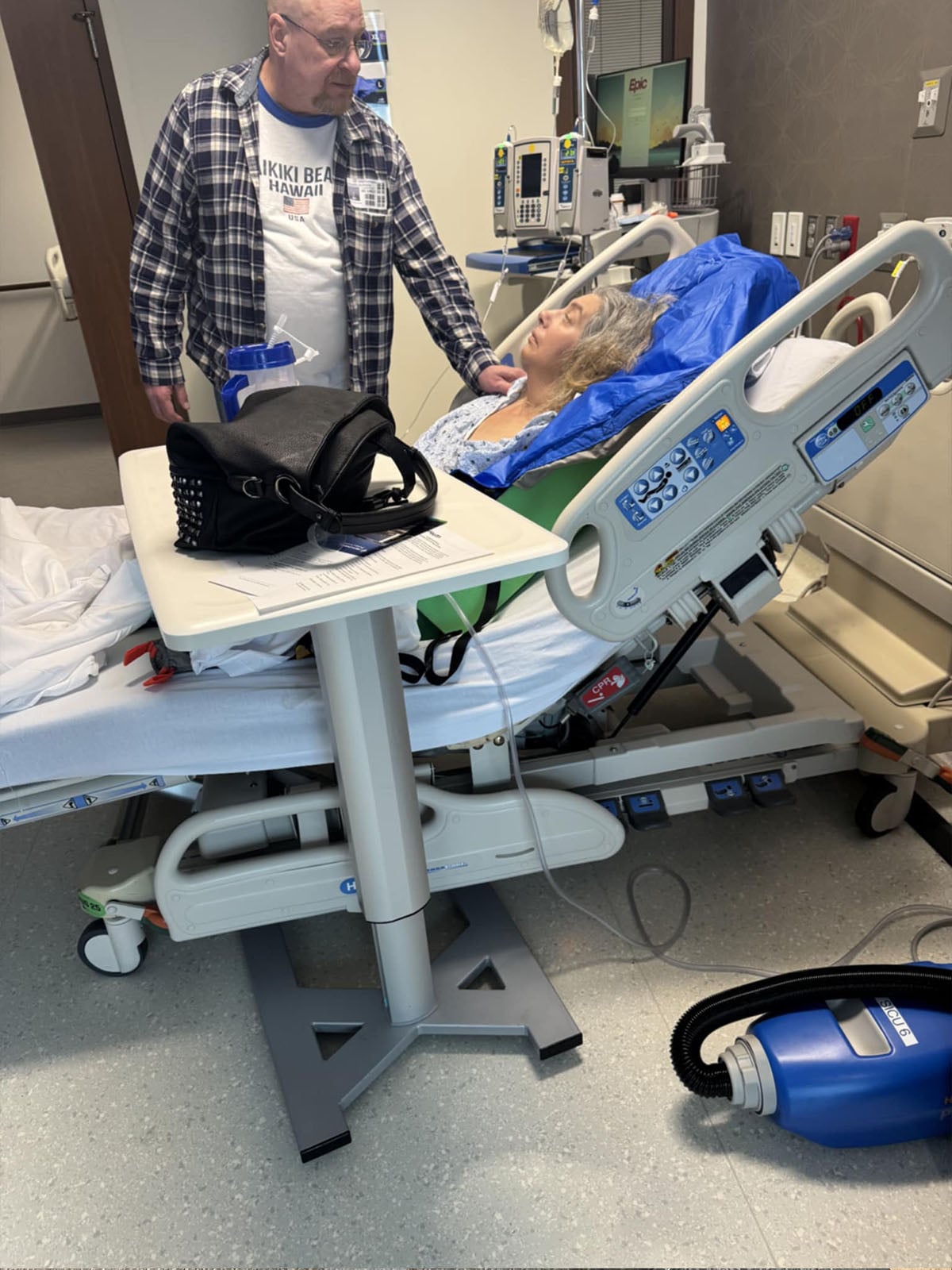 Stella in hospital bed
