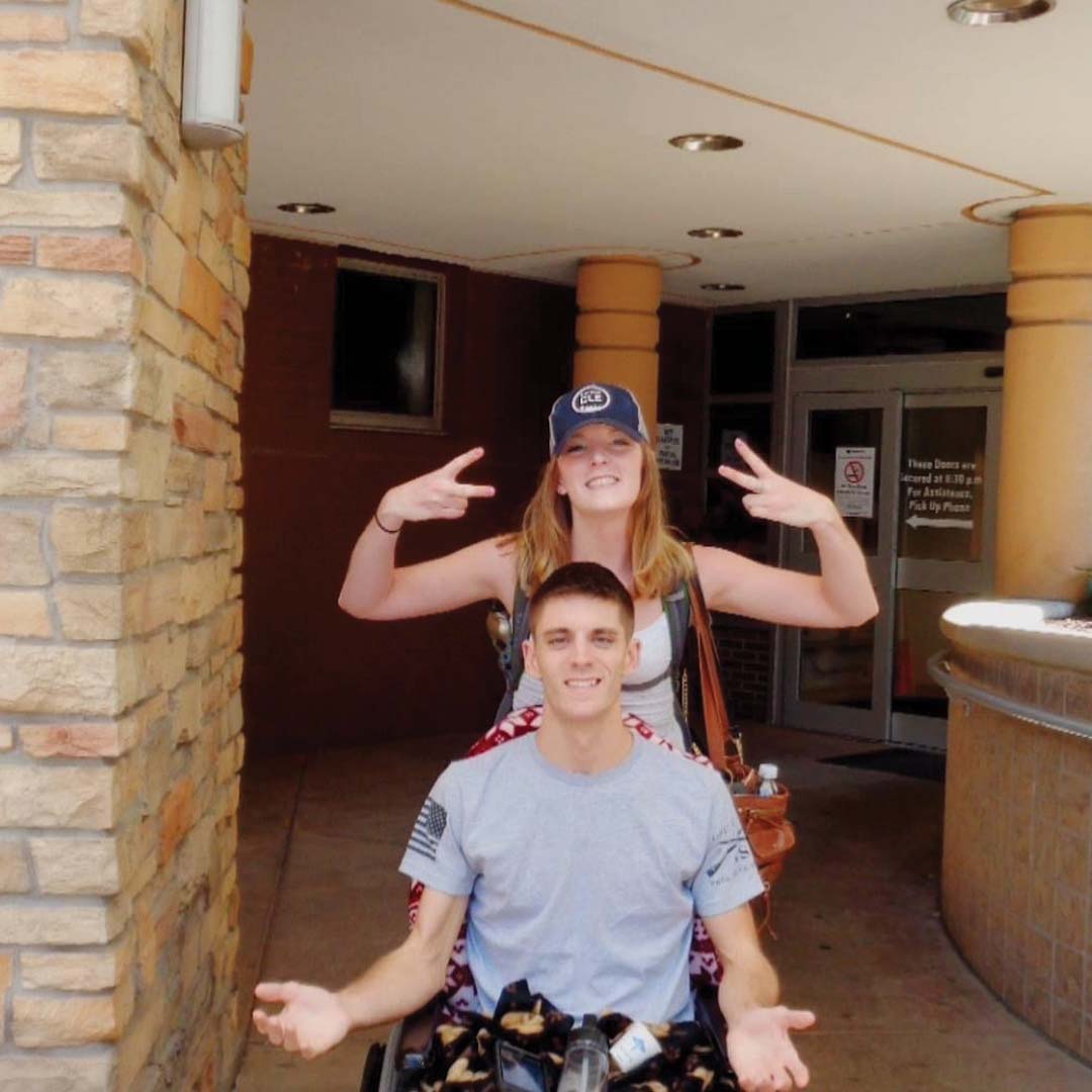 Tim leaving in wheelchair