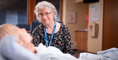 Volunteer with patient