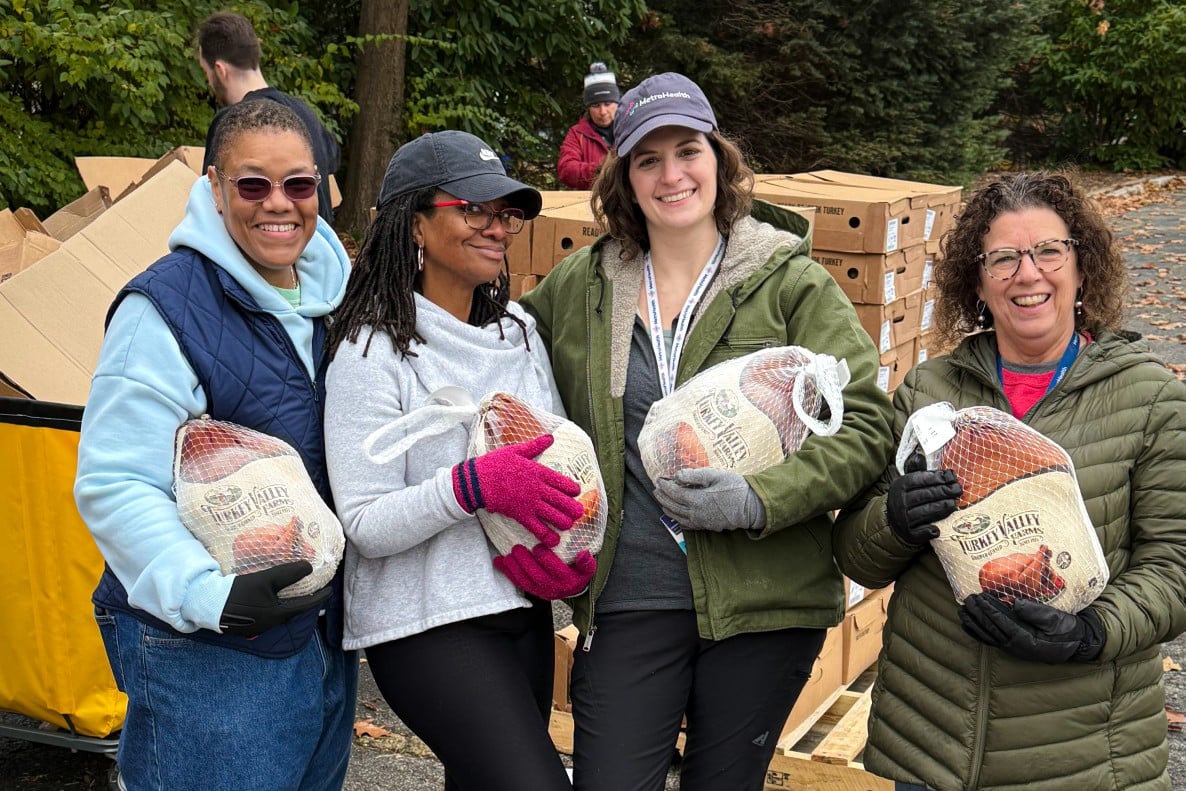 MetroHealth staff participating in Thanksgiving turkey distribution