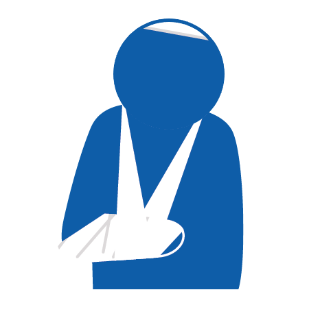 Icon of a person with a bandaged arm and head