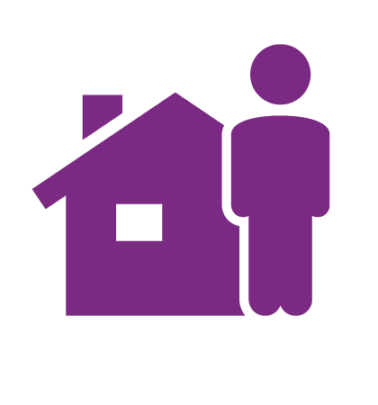 Icon of a person by a house