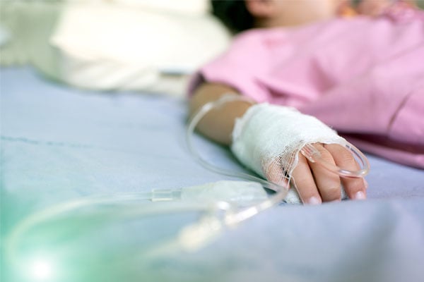 A child being treated for burns