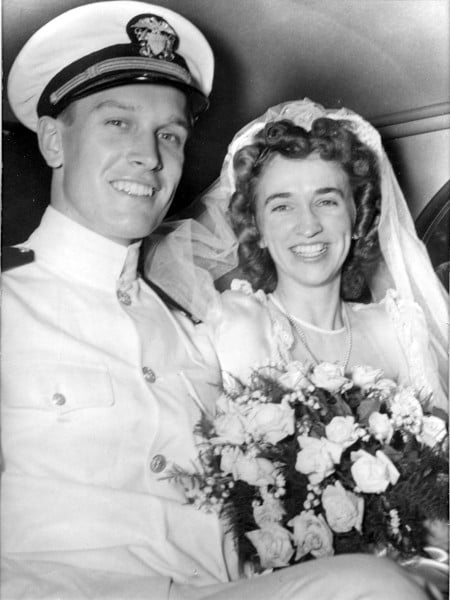 Mary Elizabeth Connors with her husband at their wedding