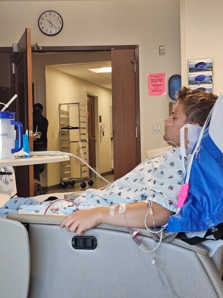 Brody in a hospital inpatient room