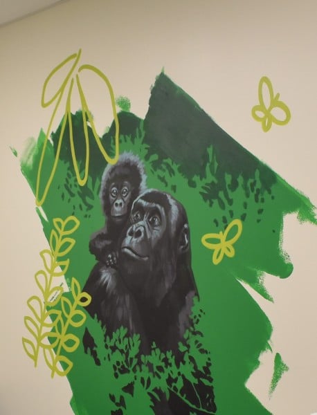 A gorilla and child