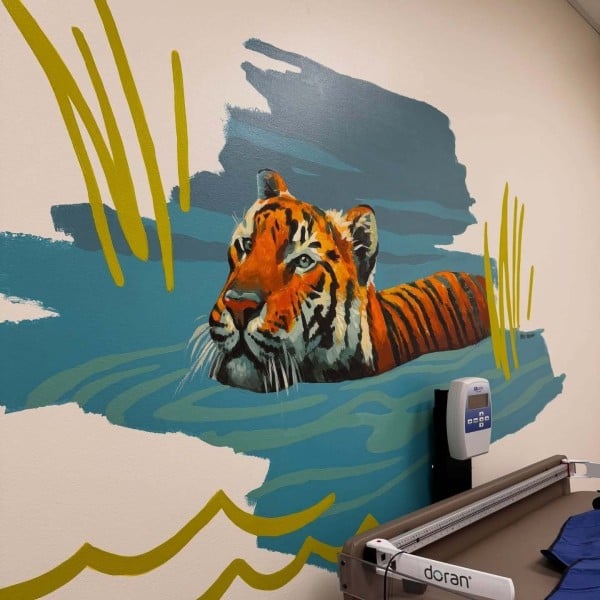 A swimming tiger