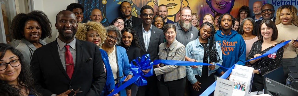 The ribbon-cutting ceremony at the new clinic inside John Marshall High School