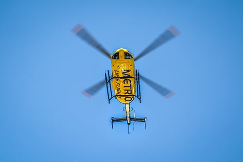 MetroHealth Life Flight helicopter in sky