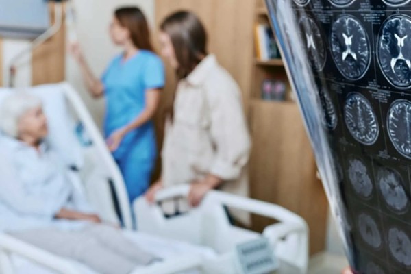 A stroke patient recovering and an x-ray