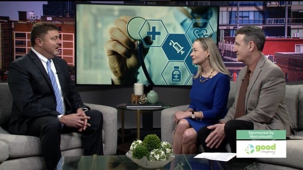 Dr. Jon Stock talking to hosts of Good Company show