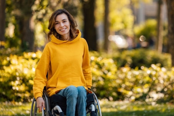 Young woman in wheelchair