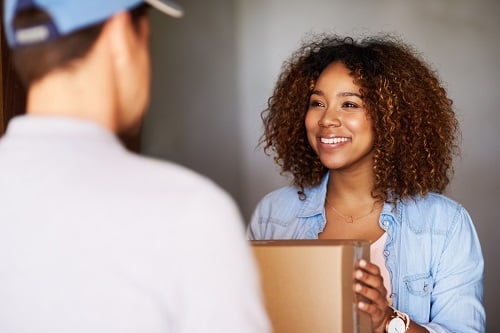 Woman receiving a package