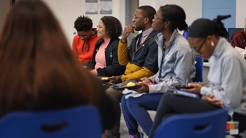 Students gathered at Cristina Randolph's Book Club for High School Students