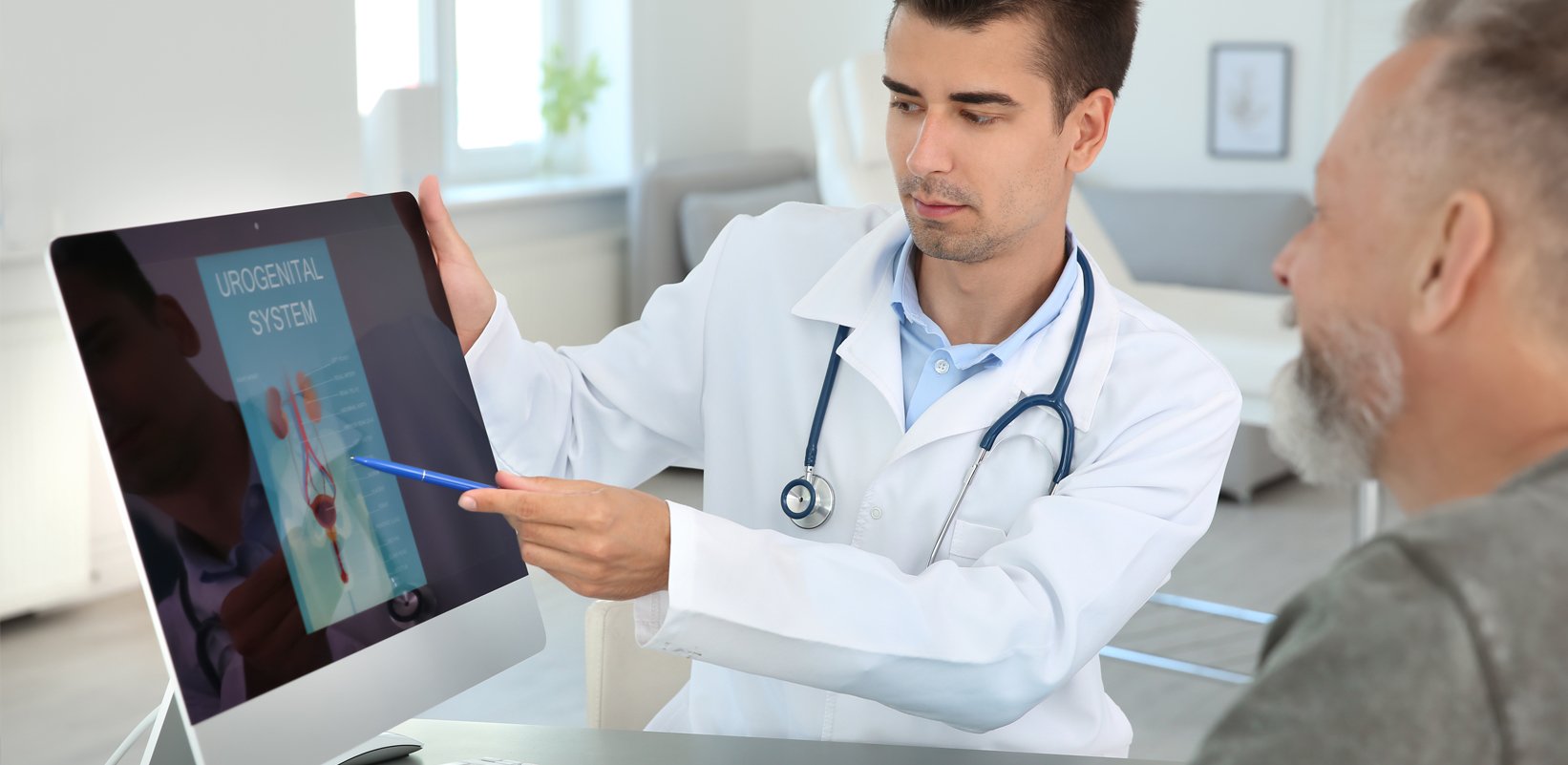 Doctor reviewing urology information with patient