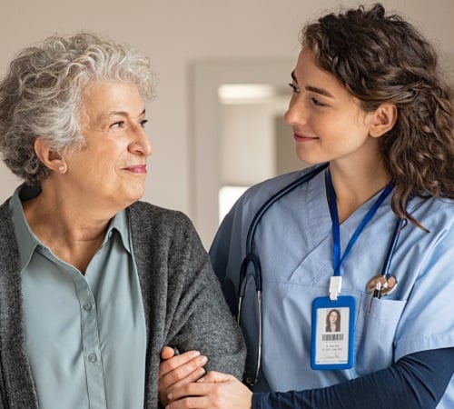 Urgent care doctor with patient